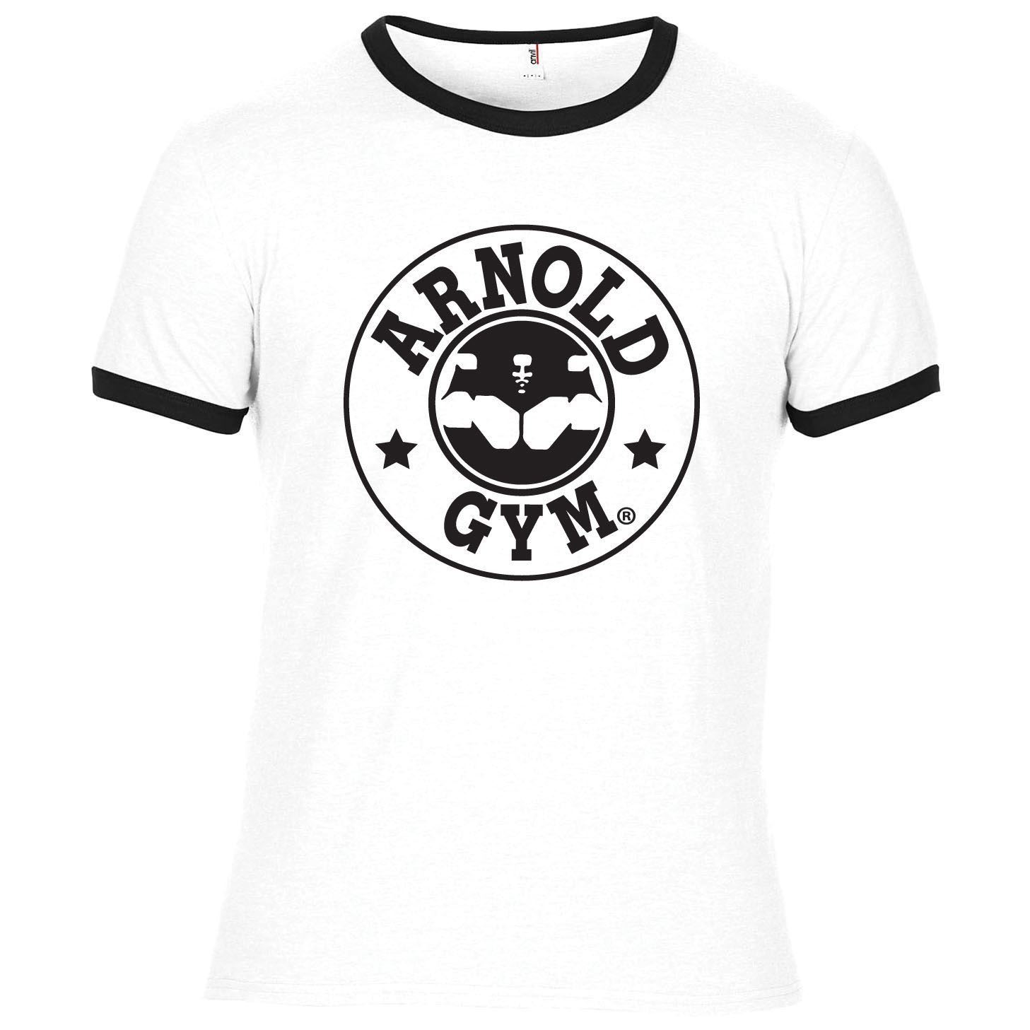 Arnold Gym Bodybuilding Muscle Work Training Classic Logo Ringer T Shirt