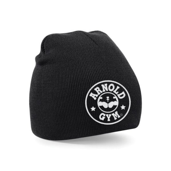 0000311 knit sport black white embroidered beanie