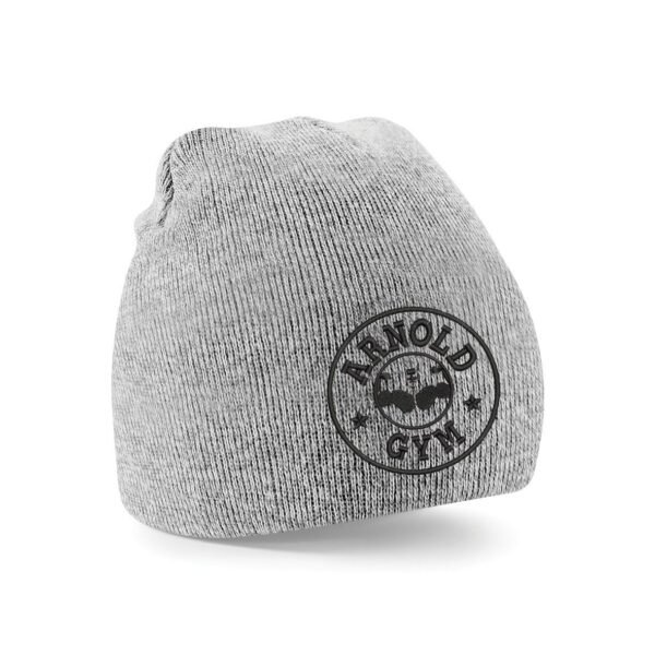 0000313 knit sport black heather grey embroidered beanie
