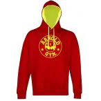 0000316 bodybuilding red contrast yellow bright pullover hoodie