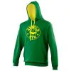 0000317 bodybuilding kelly green contrast yellow pull over hoodie