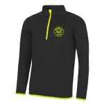0000411 arnold gym 12 zip long sleeve tech gym workout black yellow sweatshirt top