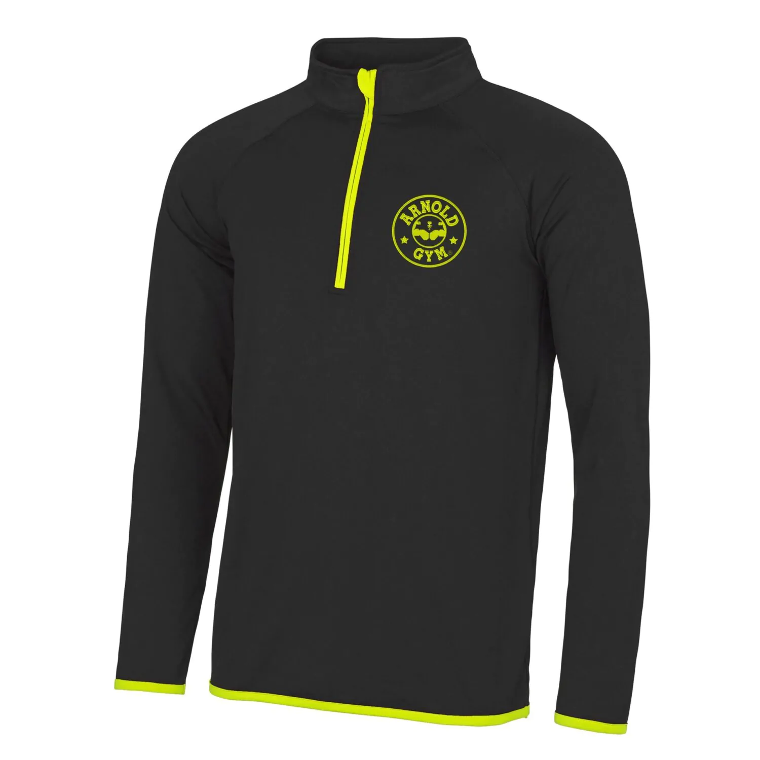 0000411 arnold gym 12 zip long sleeve tech gym workout black yellow sweatshirt top 0000411 arnold gym 12 zip long sleeve tech gym workout black yellow sweatshirt top