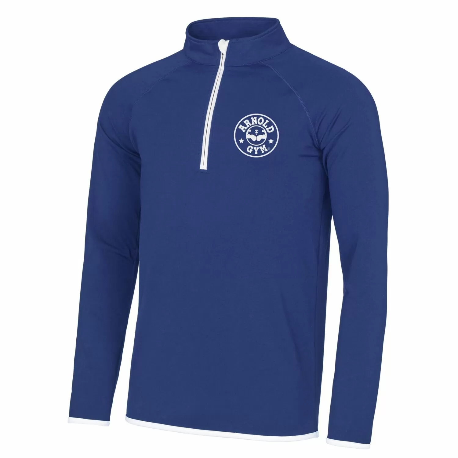 0000414 arnold gym 12 zip long sleeve tech gym workout blue white sweatshirt top 0000414 arnold gym 12 zip long sleeve tech gym workout blue white sweatshirt top