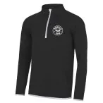 0000415 arnold gym 12 zip long sleeve tech gym workout black white sweatshirt top