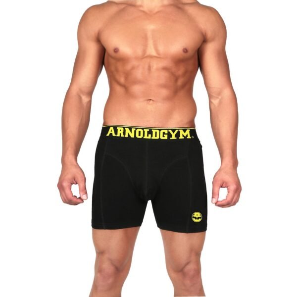 men's gym underwear-arnold gym olympic series black boxers 2 pack