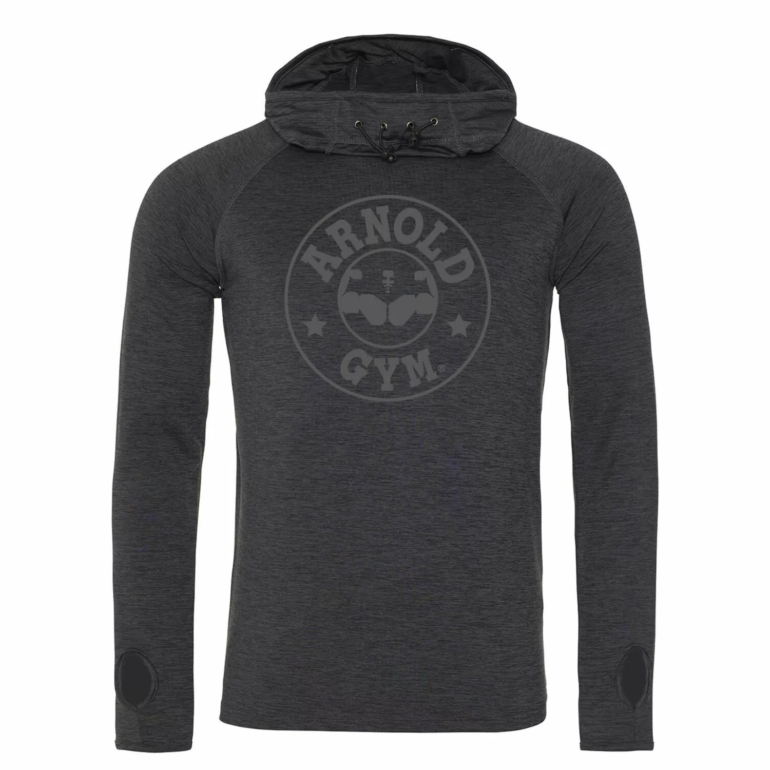 Arnold Gym Black Marl Crowl Hooded T shirt BMH09 Arnold Gym Black Marl Crowl Hooded T shirt BMH09