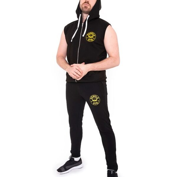 Core Sports Arnold Gym Training Sleeveless Black Hoodie