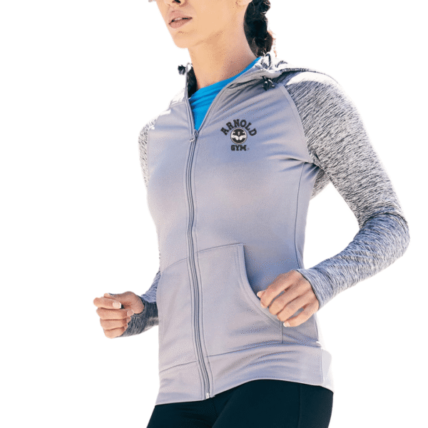 Arnold Gym Women's Hooded Gym Jacket Grey Melange