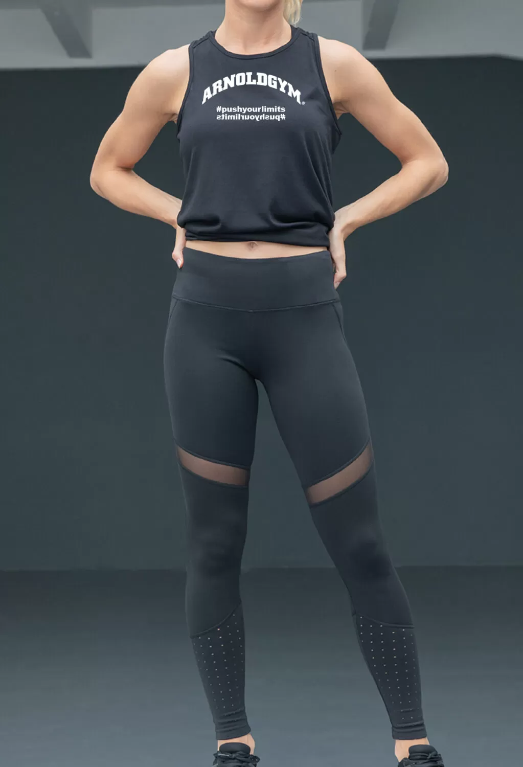 arnold gym women squad panelled leggings front SP01 jpg