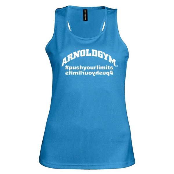 women workout vest push your limits blue arnold gym