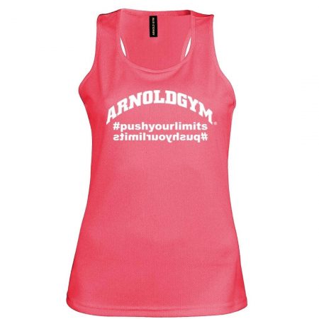 Arnold Gym Women's Pink Workout Vest with #pushyourlimits text