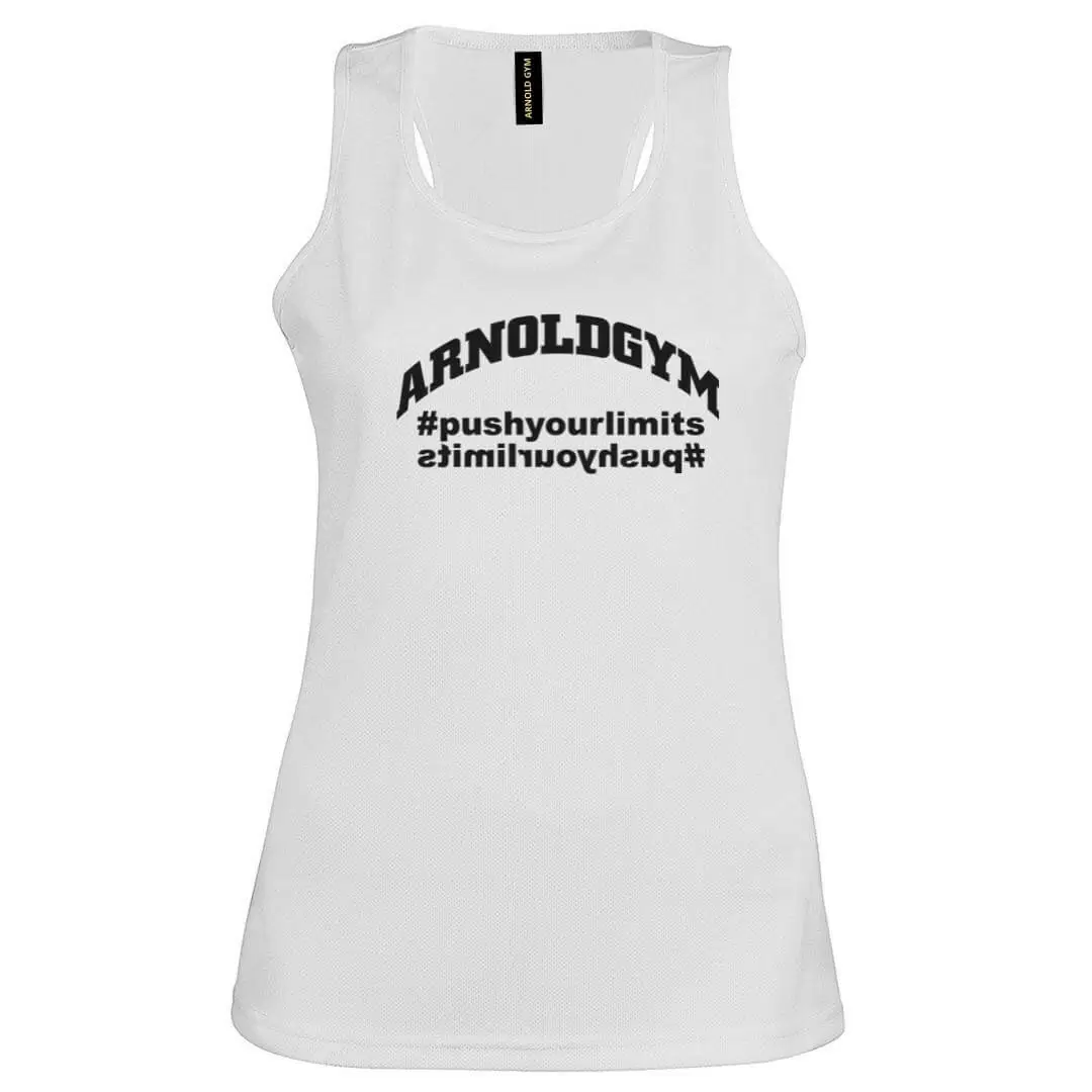 women workout vest push your limits white arnold gym