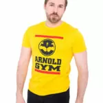 organic workout tops-sustainable gym wear-arnold gym-organic t-shirts-mustard