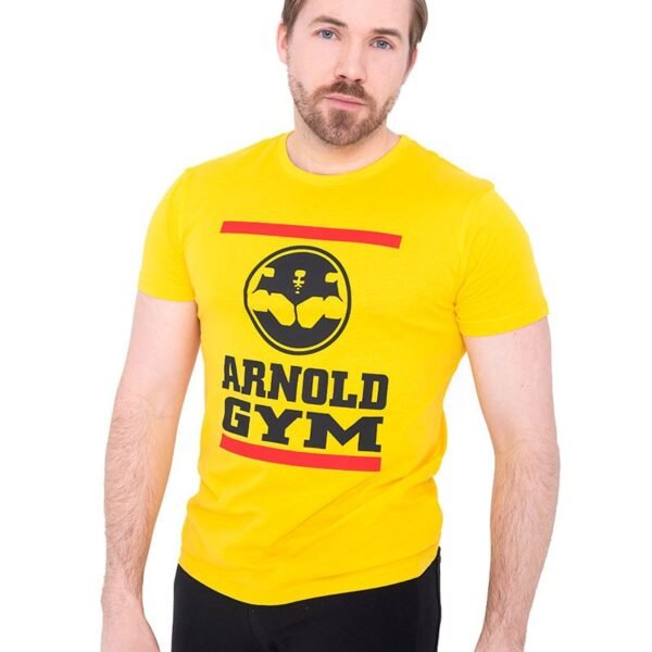 workout tops-sustainable gym wear-arnold gym-organic t-shirts-mustard
