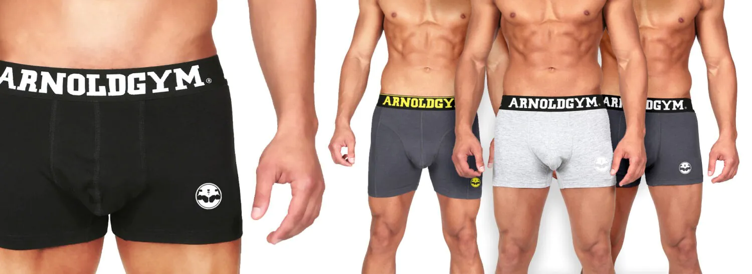 men's gym underwear. arnold gym underwear banner