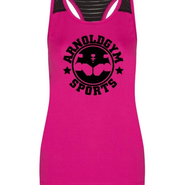 women gym vest yank arnold gym wear pink tank arnold pose