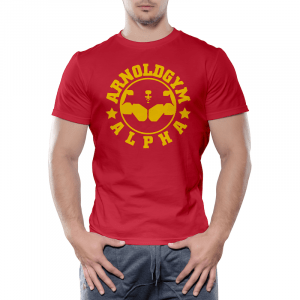 Alpha Arnold Gym bodybuilding Red T shirt 2
