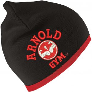 arnold gym beanie hat red embroidery 2