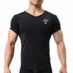 arnold gym v neck top black gym t shirt