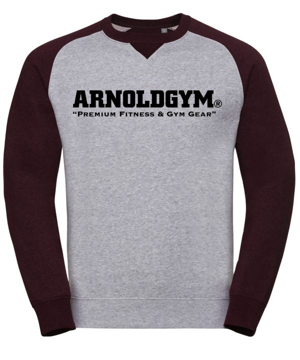 Mens fitted gym sweatshirt Arnold Gym grey black jumper