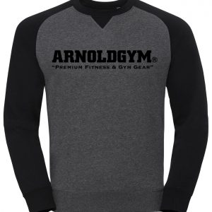 Men's fitted gym sweatshirt-Arnold Gym melange black jumper.jpg