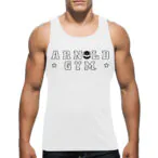 arnold gym dry fit top basic muscle cut white
