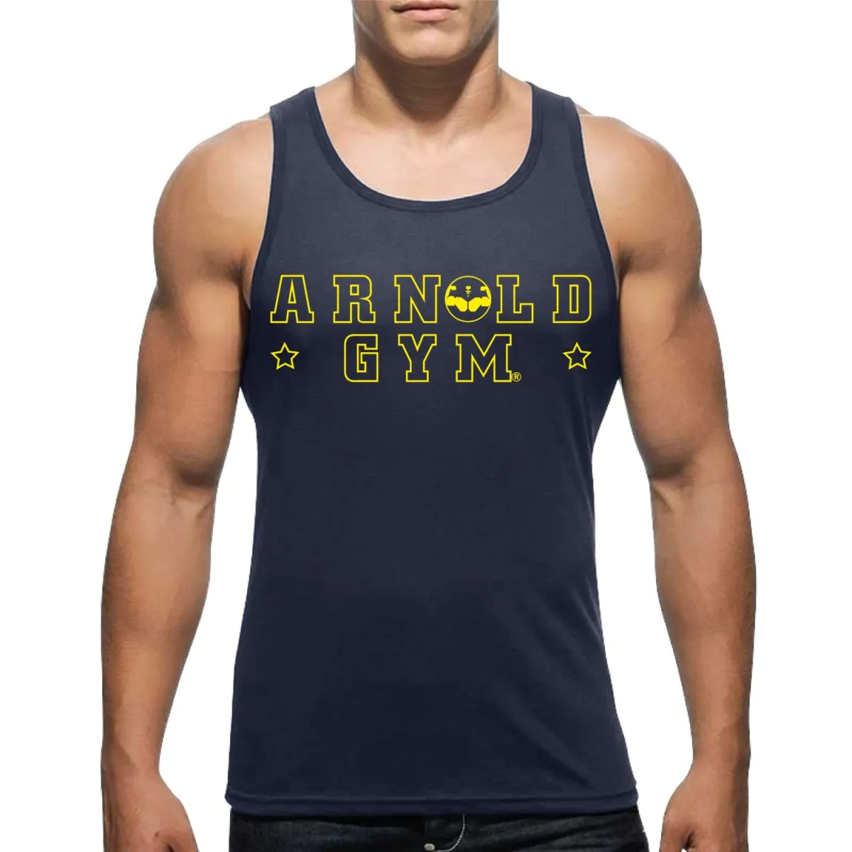 arnoldgym dry fit top basic muscle cut in dark blue