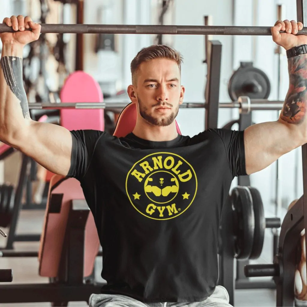 bodybuilding workout t-shirt-iconic gym t-shirts-black-arnold gym