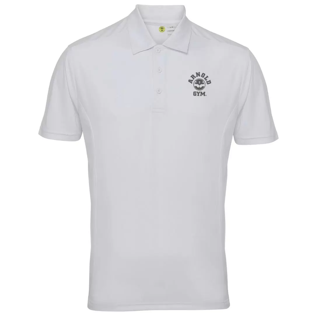 performance polo shirt white arnold gym wear