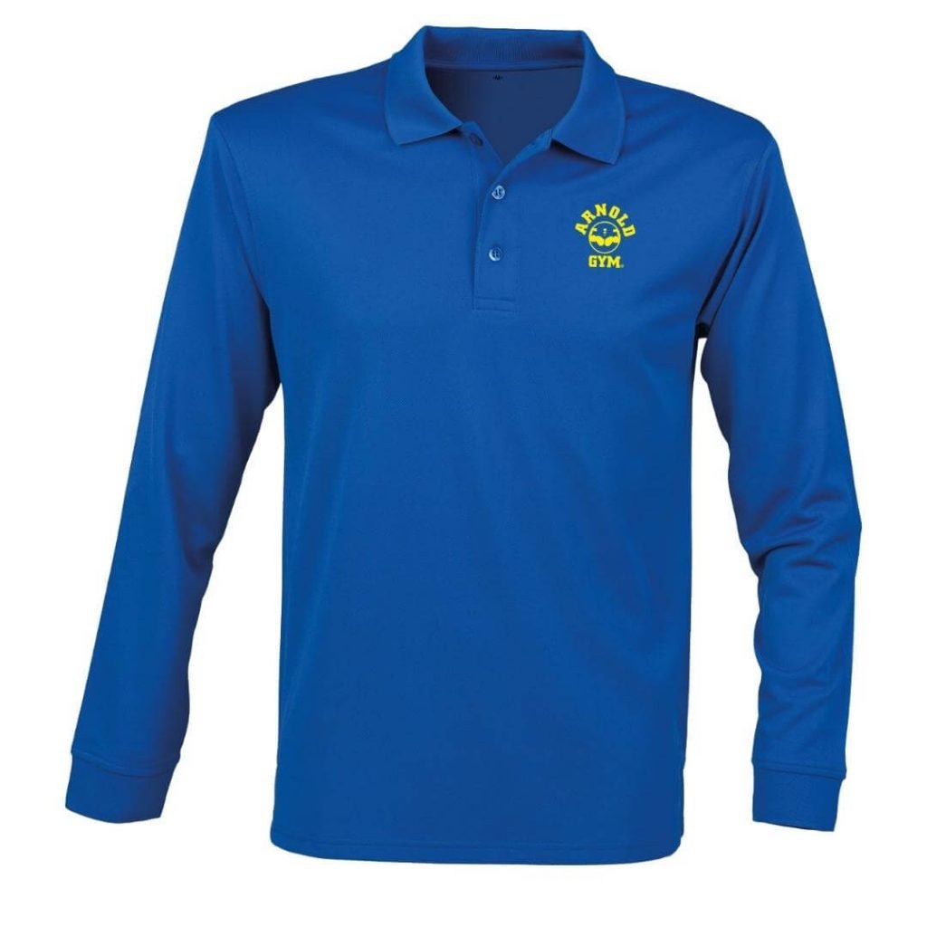 fitness polo shirt -blue-arnold gym