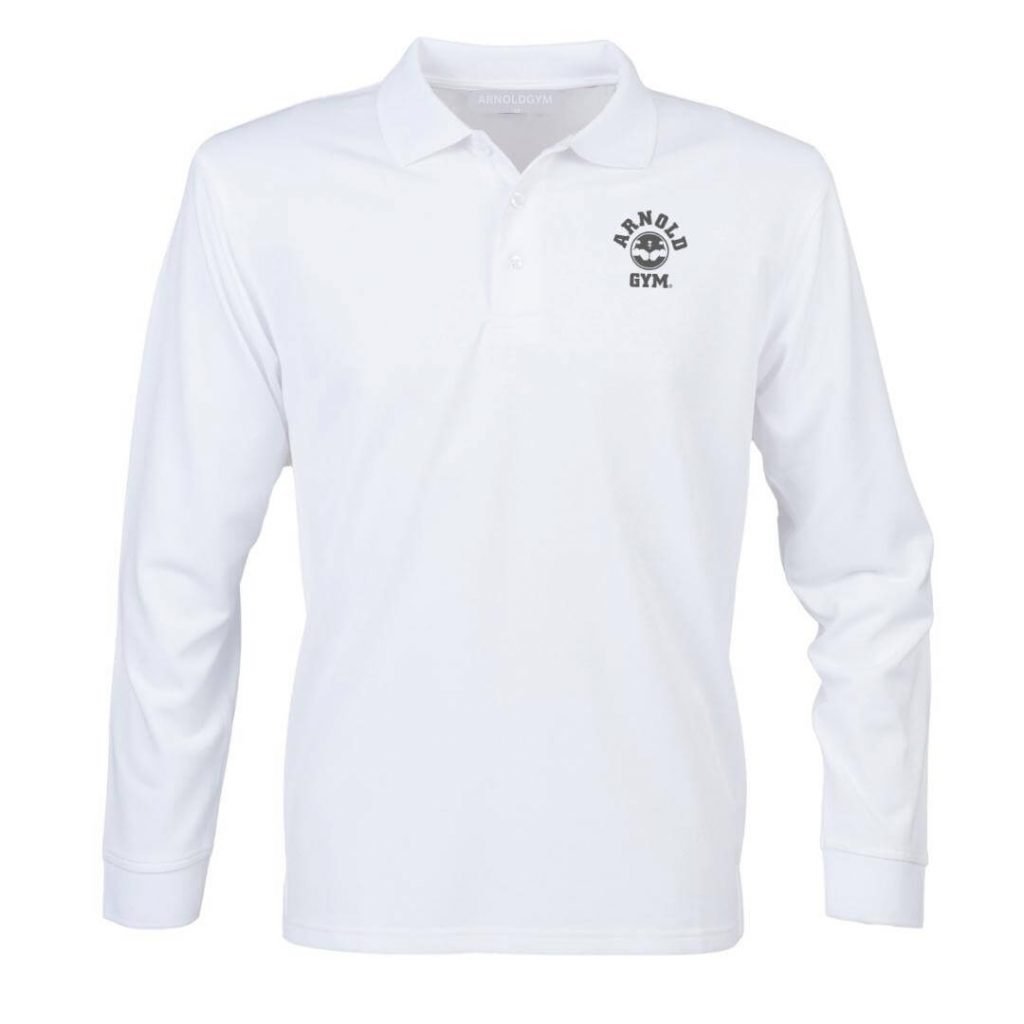 fitness polo shirt-white-arnold gym
