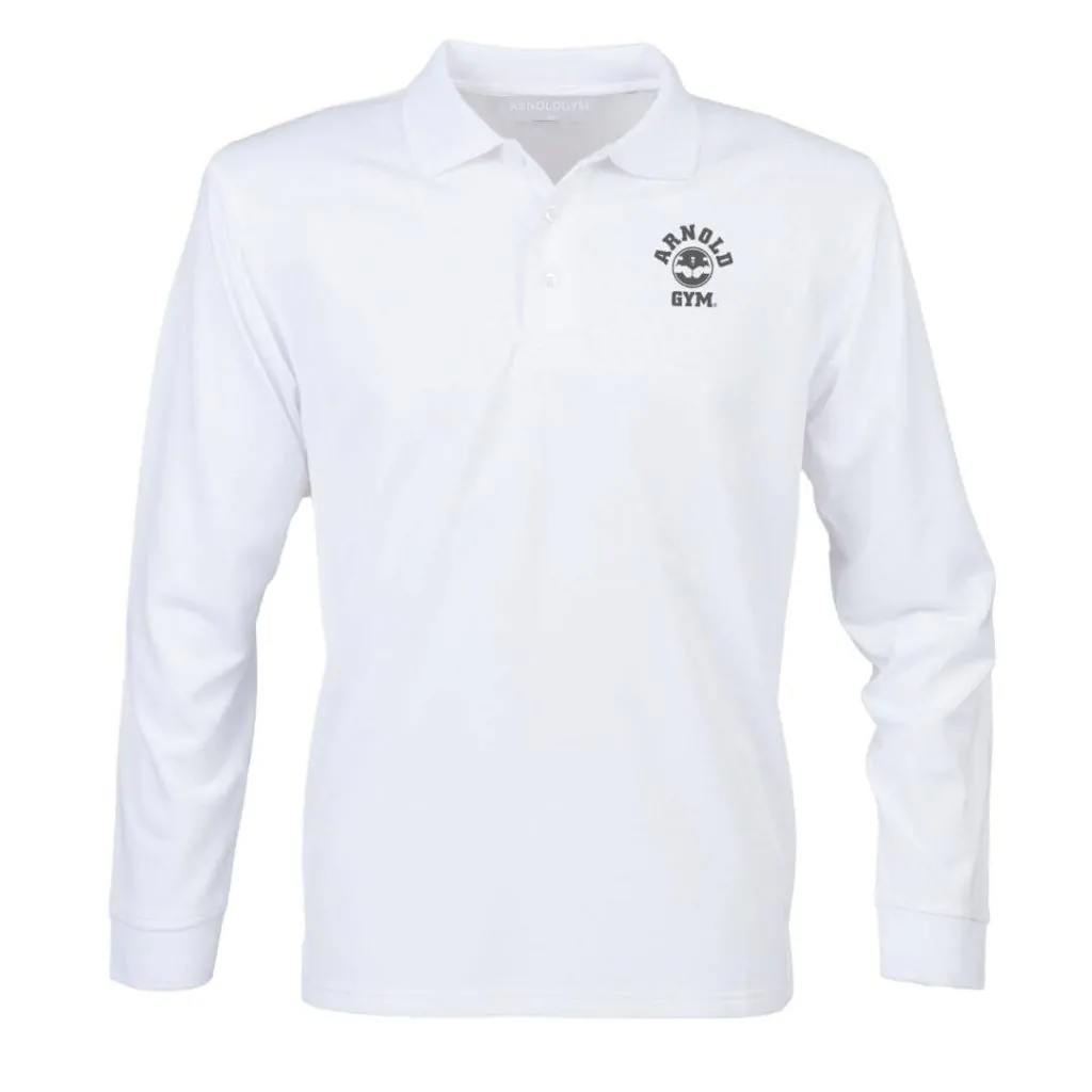 fitness polo shirt-white-arnold gym