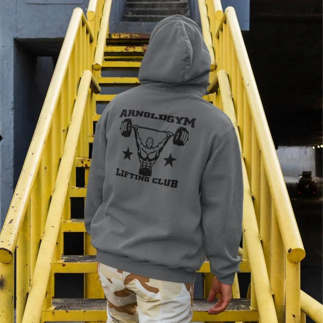 Arnold Gym Lift Club Zip Hoodie-Steel Grey
