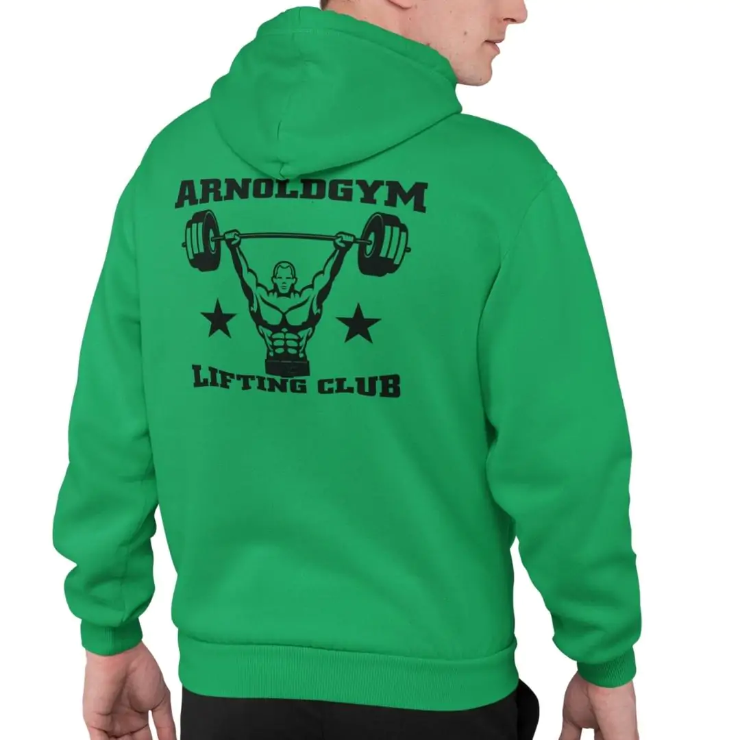 Arnold Gym Lift Club Zip Hoodie-kelly green-back