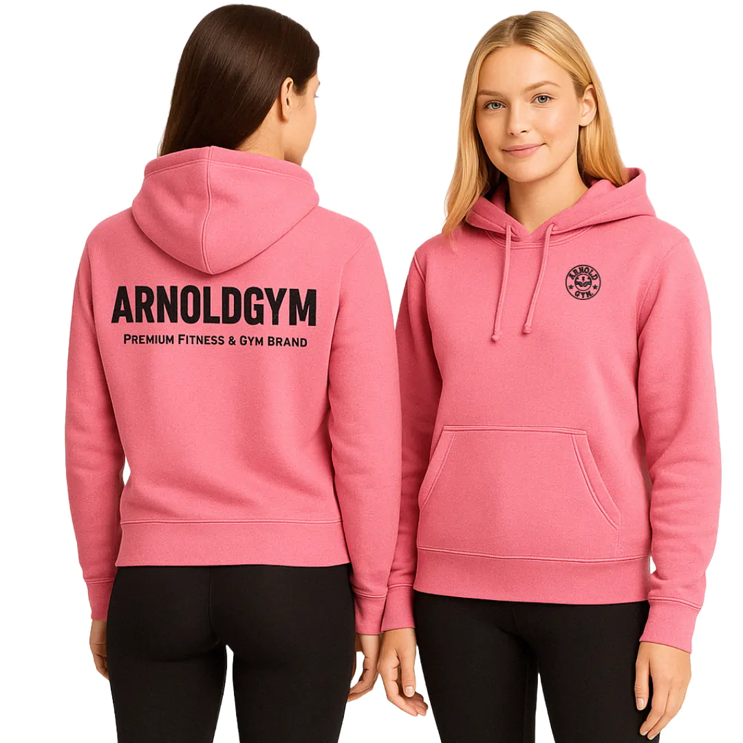 Women's Gym Hoodie pink hoodie front back mock up