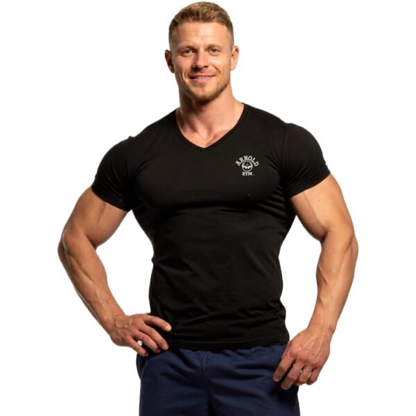 v neck gym t-shirt black