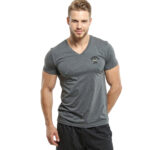 v neck gym t-shirt grey