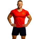 v neck gym t-shirt red