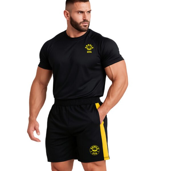 Contrast Stripe Gym Shorts-yellow