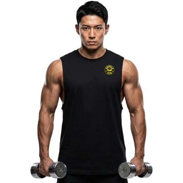 Men’s Sleeveless Armhole Gym Vest – Black