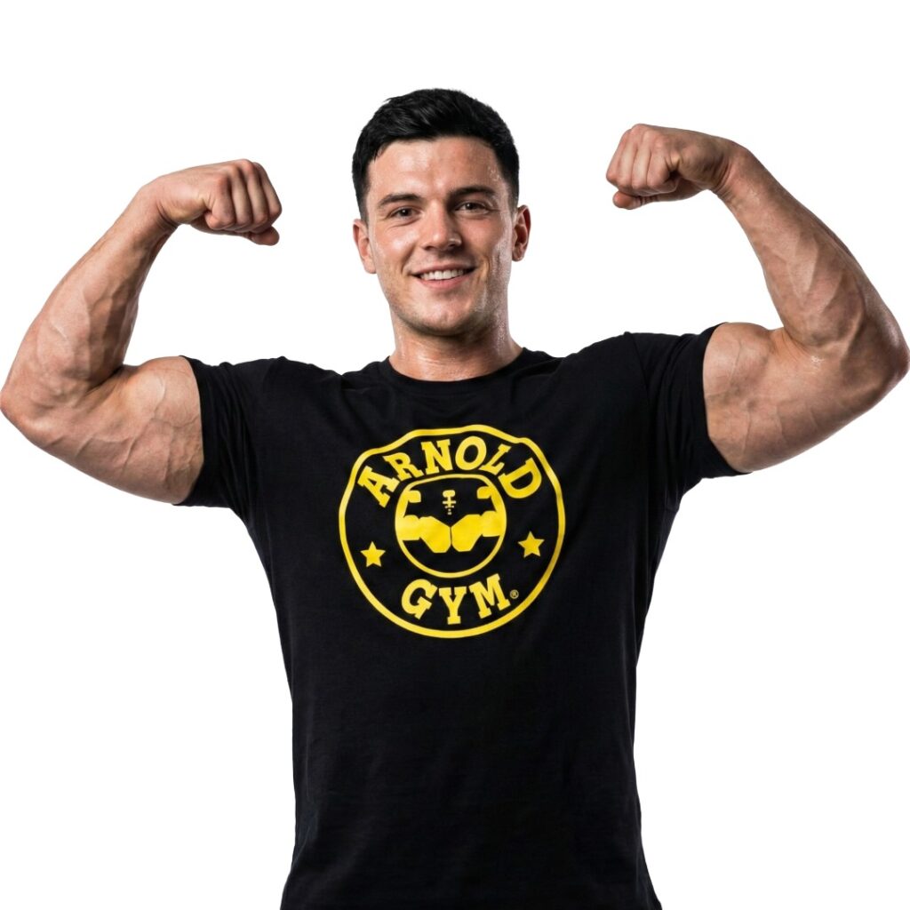 Iconic Bodybuilding Workout T-Shirt - Black-vacuum arnold pose